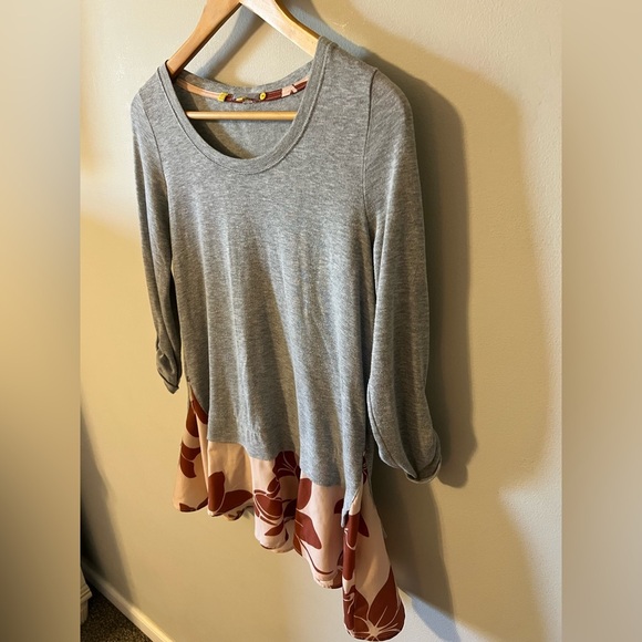 Anthropologie Little Yellow Button Mixed Media Peplum Top Women's Size Small - Picture 3 of 9